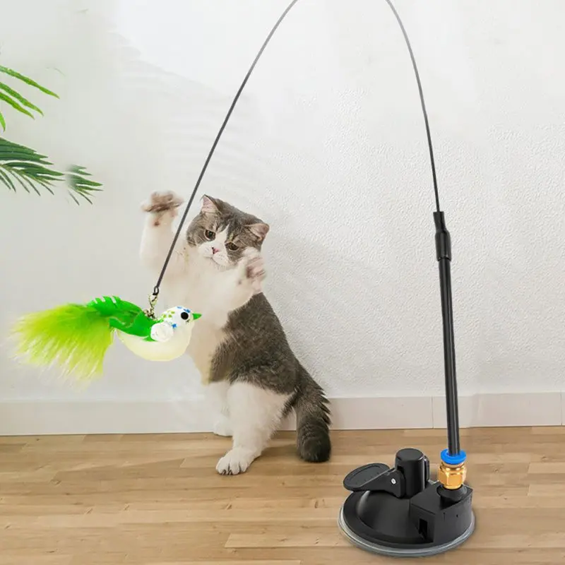 Interactive Cat Toy Funny Simulation Feather Bird with Bell Cat Stick Toy for Kitten Playing Teaser Wand Toy Cat Supplies 1