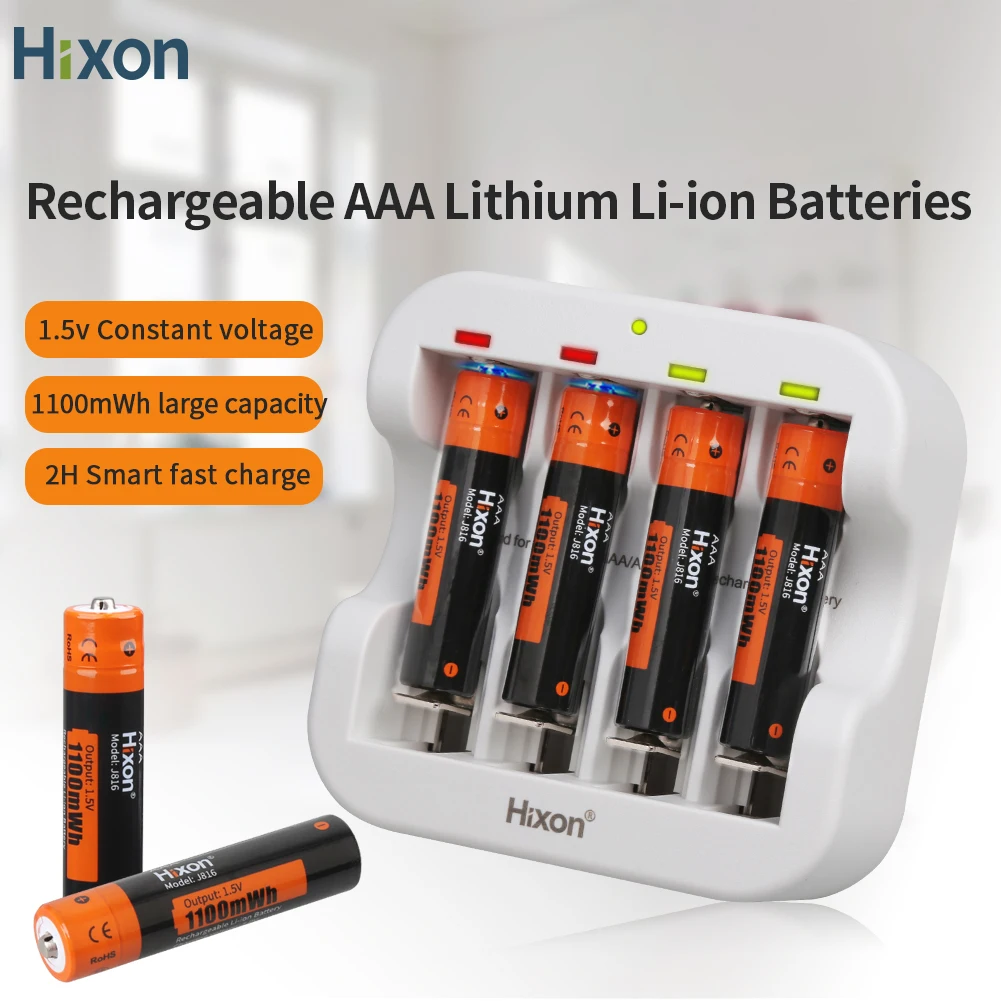 Hixon AAA 1100mWh batteria ricaricabile agli ioni di litio da 1.5V, supporto all'ingrosso, torcia elettrica, ventola, macchina da gioco per Mouse sono disponibili