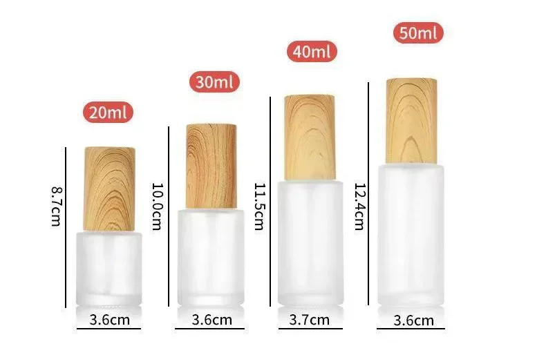 20/30/50/80/100/120ml Wood Frosted Glass Spray Bottle Lotion Pump Liquid Sprayer Fine Mist Refillable Bottles Wooden Cap Perfume