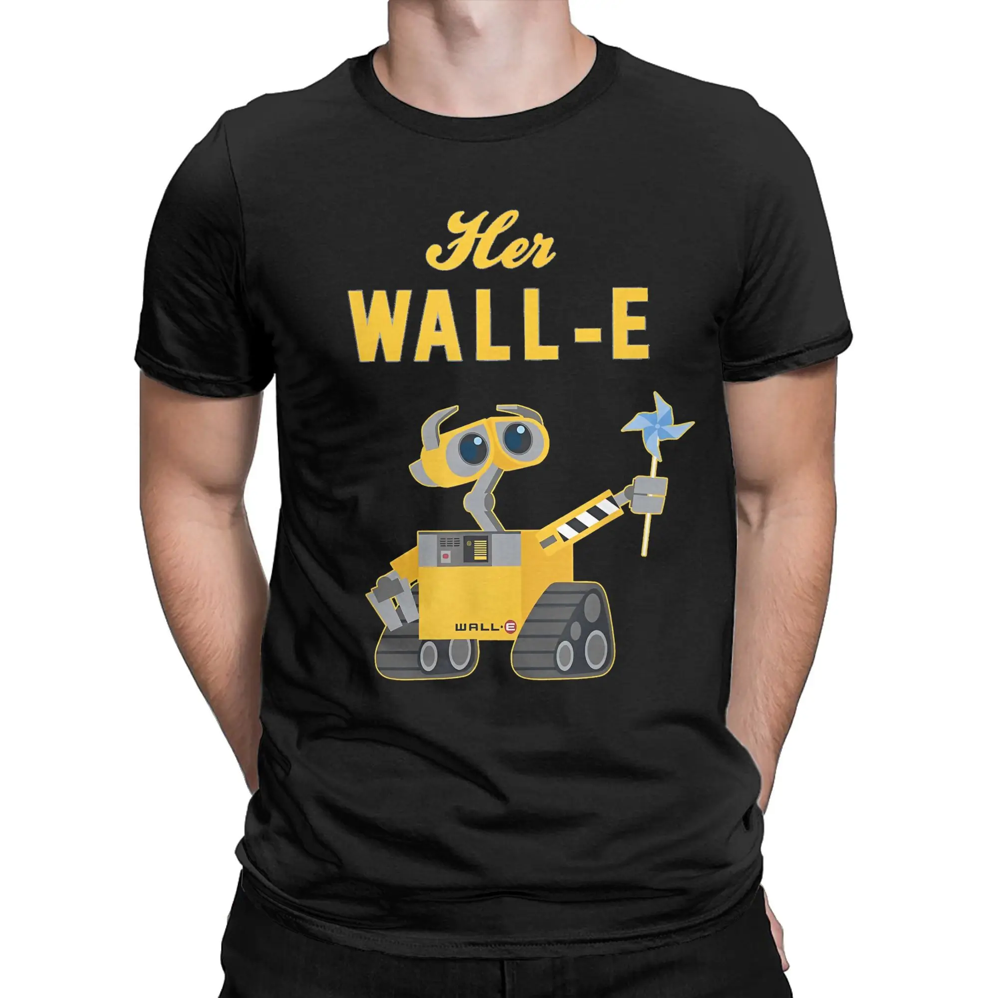 Men T-Shirt Wall-E His Eve Her Wall-E Couples Crazy Cotton Tee Short Sleeve Valentine's Day T Shirts O Neck Clothes Plus Size