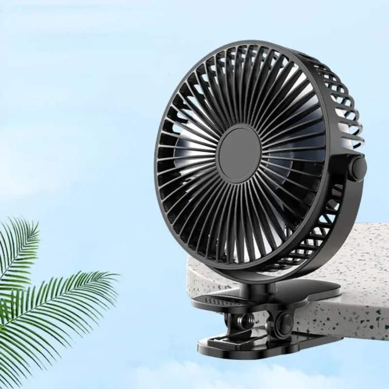 

Portable USB Table Fan Clip-on Type 5000/10000mAh Rechargeable Mini Desk Fan 720 Degree Rotation 5 Speeds Adjustable Clip-on Fan