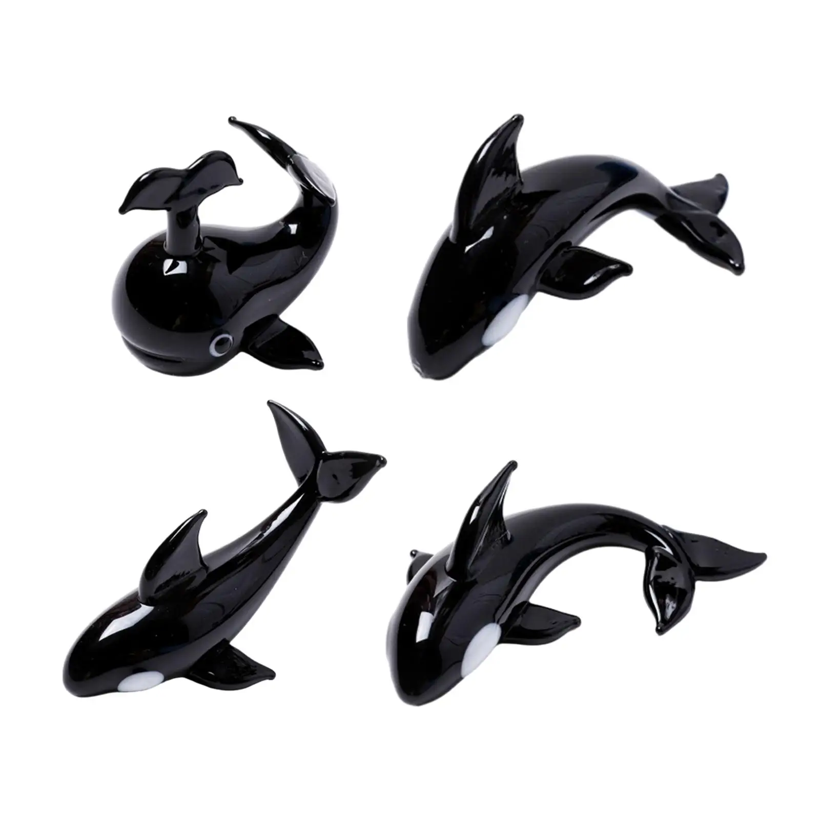 Glass Whale Sculpture Animal Statue Tabletop Centerpiece Handcrafted Home Decoration for Dining Table Versatile Accessories