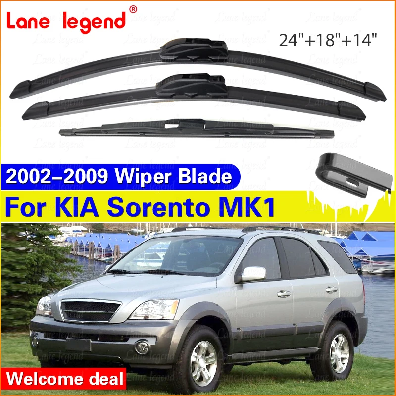 

3Pcs Windshield Windscreen Wiper Blades For Kia Sorento MK1 2002 - 2009 Front Rear Window Set 2003 2004 2005 2006 2007 2008
