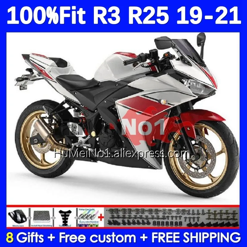 Injection For YAMAHA YZF-R3 YZFR25 YZF-R25 R 3 25 374No.29 YZFR3 YZF R3 R25 19 20 21 22 2019 2020 2021 2022 Red white Fairing