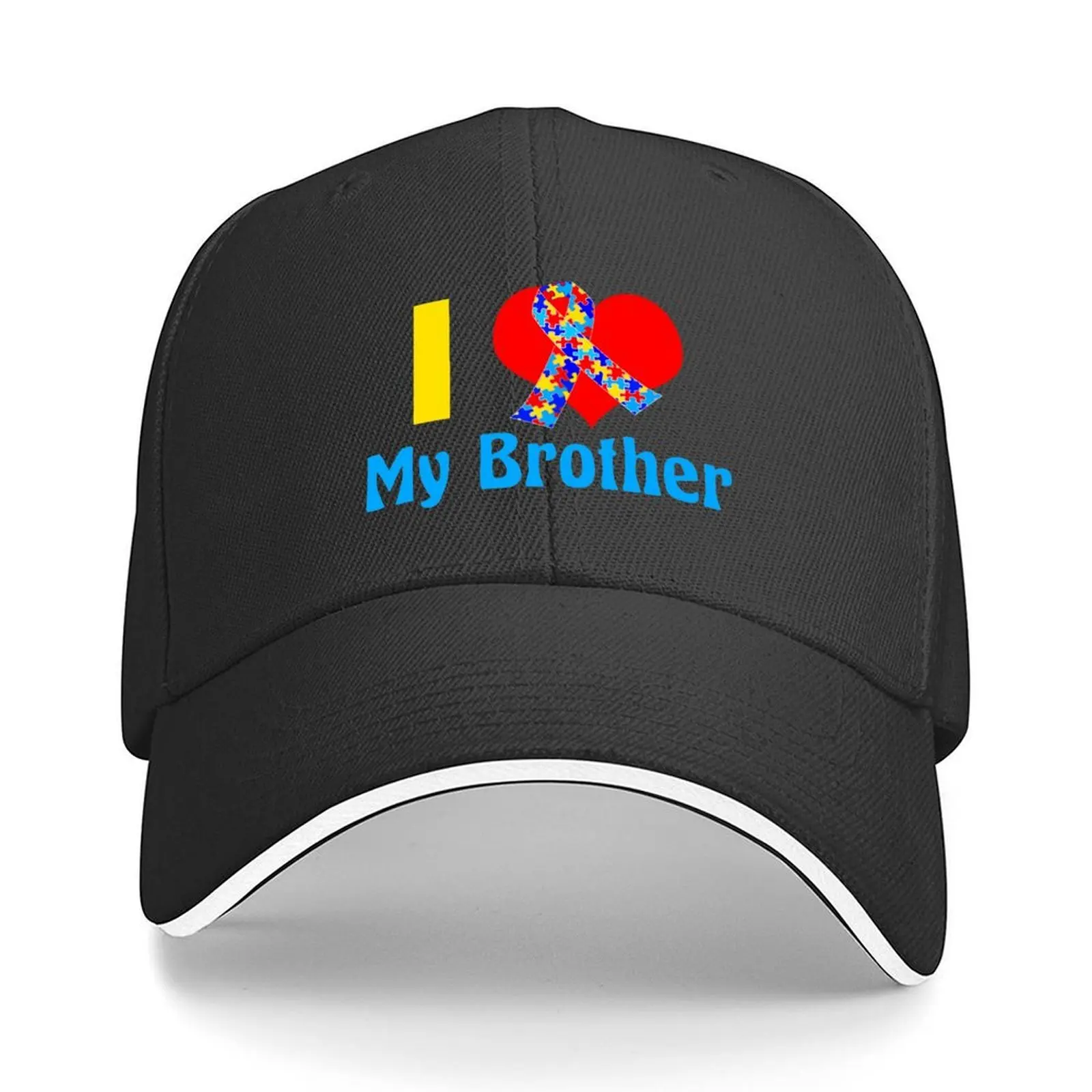 

I Love My Brother Autism Awareness Baseball Cap fishing hat Bobble Hat Wild Ball Hat fun hats Male Women's