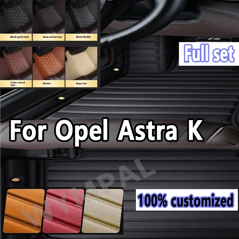 

Luxury Custom Auto Luxury Leather Car Floor Mat For Opel Astra K 2016 2017 2018 2019 2020 Car Mat Full Set Women Waterproof Mats