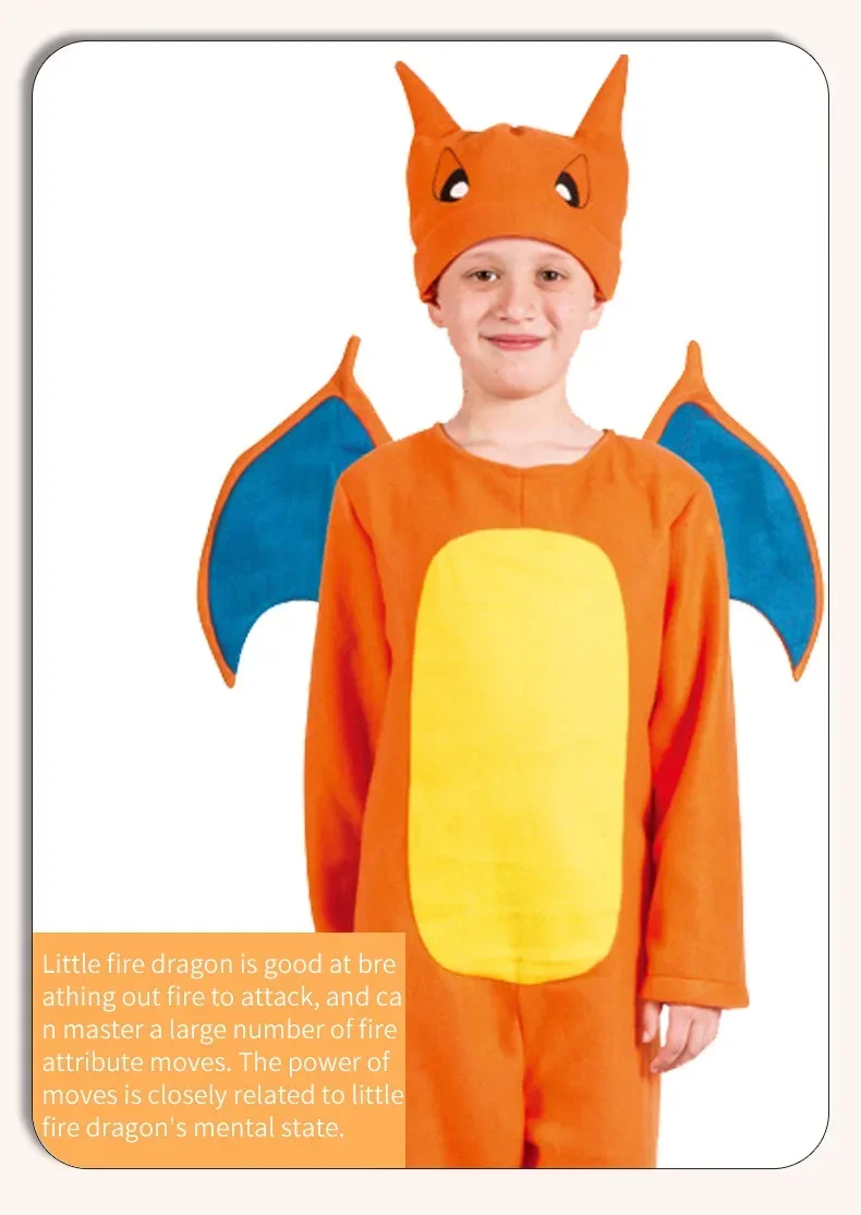 Anime Figure Role-Playing Show Clothes Party for Children Christmas Gift Pajamas Kids Costume Charmander