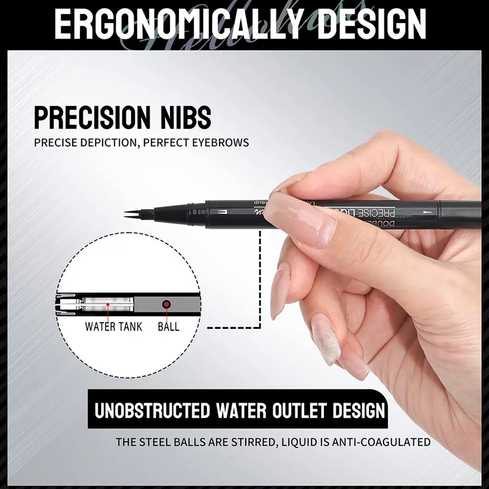 قلم حواجب مزدوج 2 في 1 مقاوم للماء ومقاوم للعرق وغير ملطخ متعدد الوظائف قلم حواجب طبيعي أدوات تجميل للمكياج