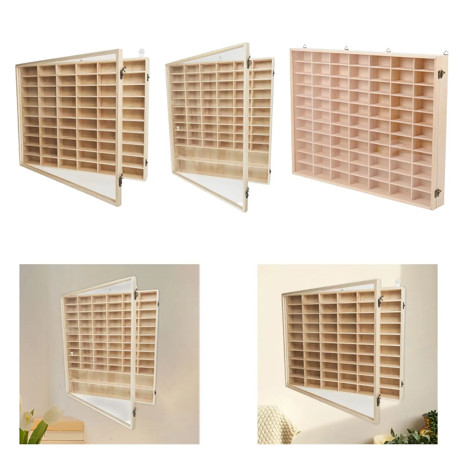 Wooden Toy Car Display Case Multi Grid Model Car Storage Rack Organizer Showcase with Dustproof Door for Bedroom Living Room - view 6
