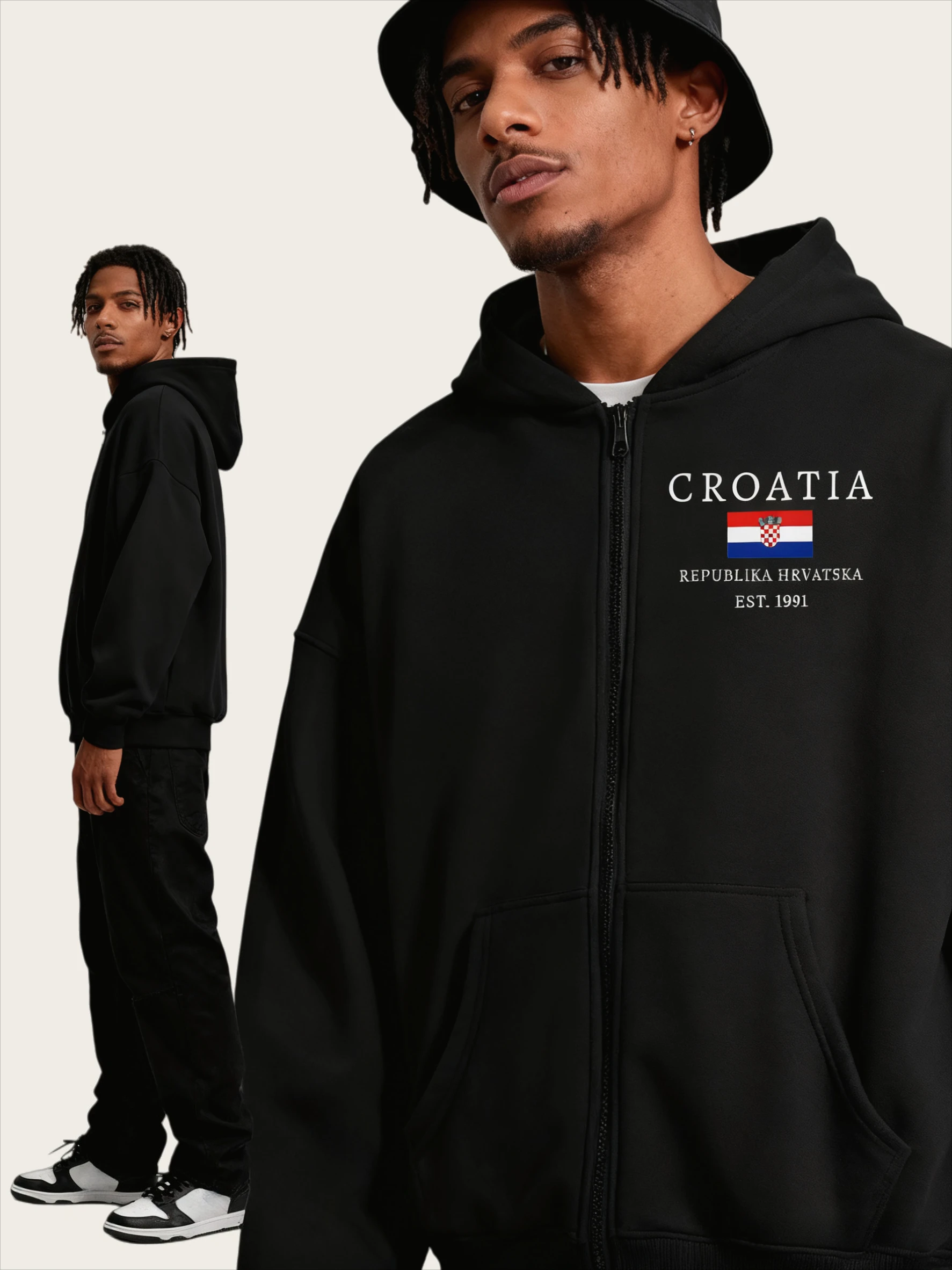 جديد كرواتيا مقنعين الرمز البريدي الرجال الشتاء 100% القطن امرأة خمر بلوزة من الصوف ملابس الخريف غير رسمية y2k المتضخم هوديي