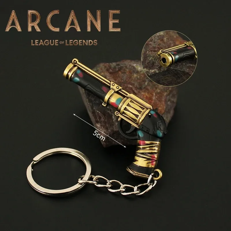 Game Arcane Jinx Cosplay Keychain Unisex LOL Weapons Pendant Keyring Accessories Gifts Key Chains Prop