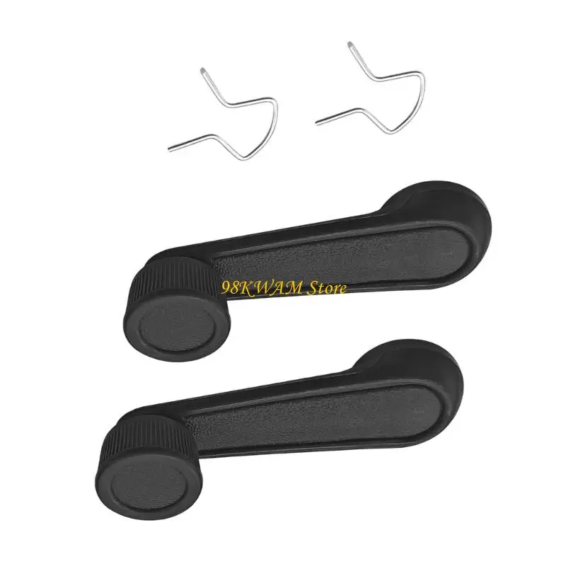 Car Window Crank Handle Replacement Pair, Ribbed Knob Nylon Lever Set for Worn Manual Door Window Repair Tasks 6926010030 68UF