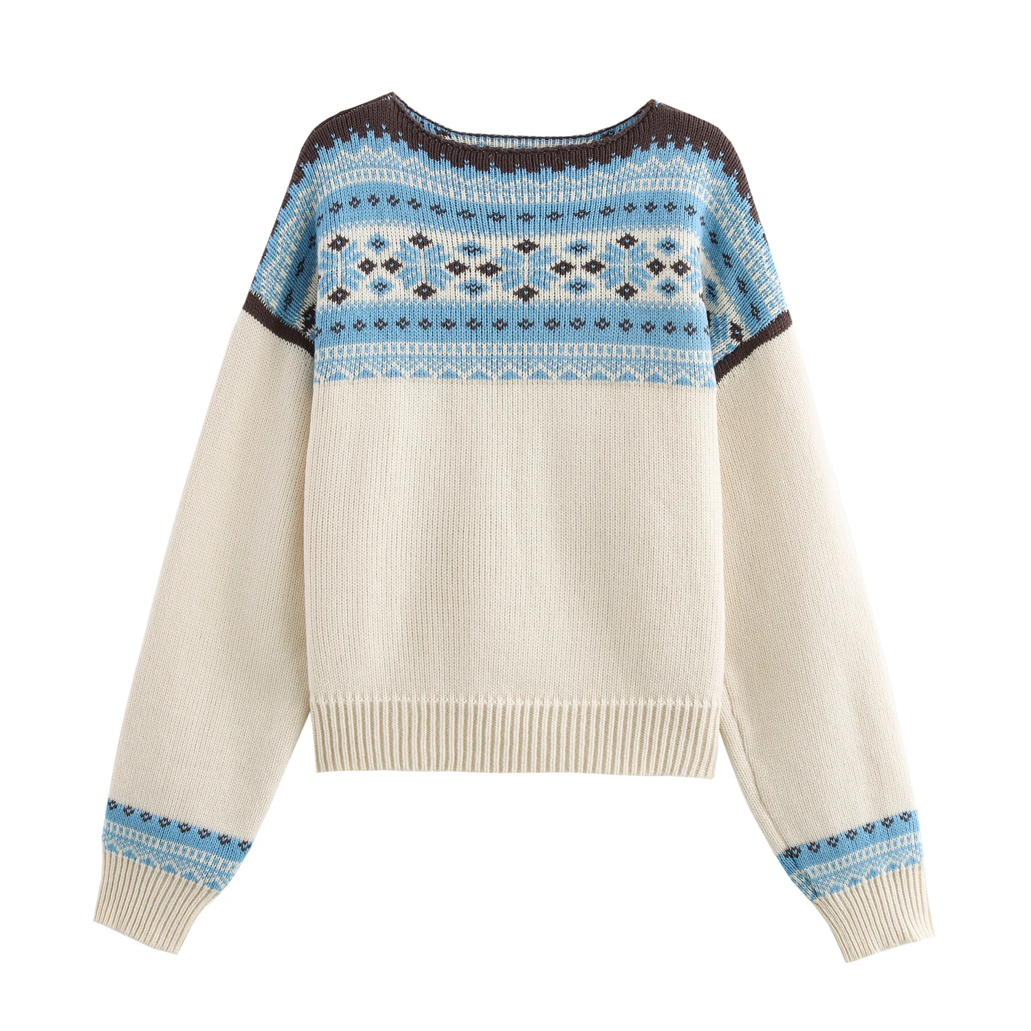 JNLEAOG 가을 신상 여성 패션 캐주얼 레트로 오버헤드 니트 스웨터 스트리트 스타일 라운드 넥 폴리에스터 섬유