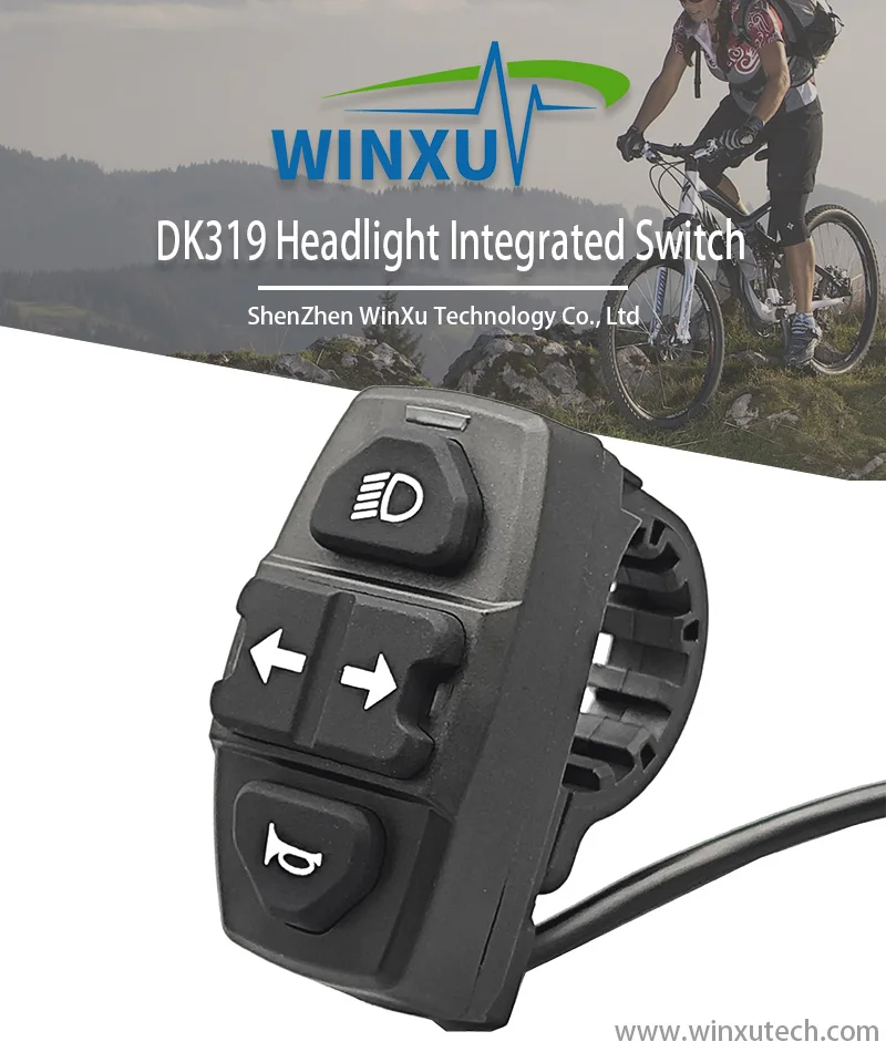 E-Bike Scheinwerfer Lichtschalter Hupe Blinker Licht Integriert Wasserdicht 12-72V Universal für Elektroroller Mountainbike – Detail 1