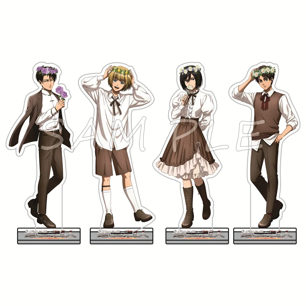 Attack on Titan Anime 15cm Acrylic Stand Figures Keychain Flower Wreath Uniform Desktop Display Ornament Otaku Collectible Gift