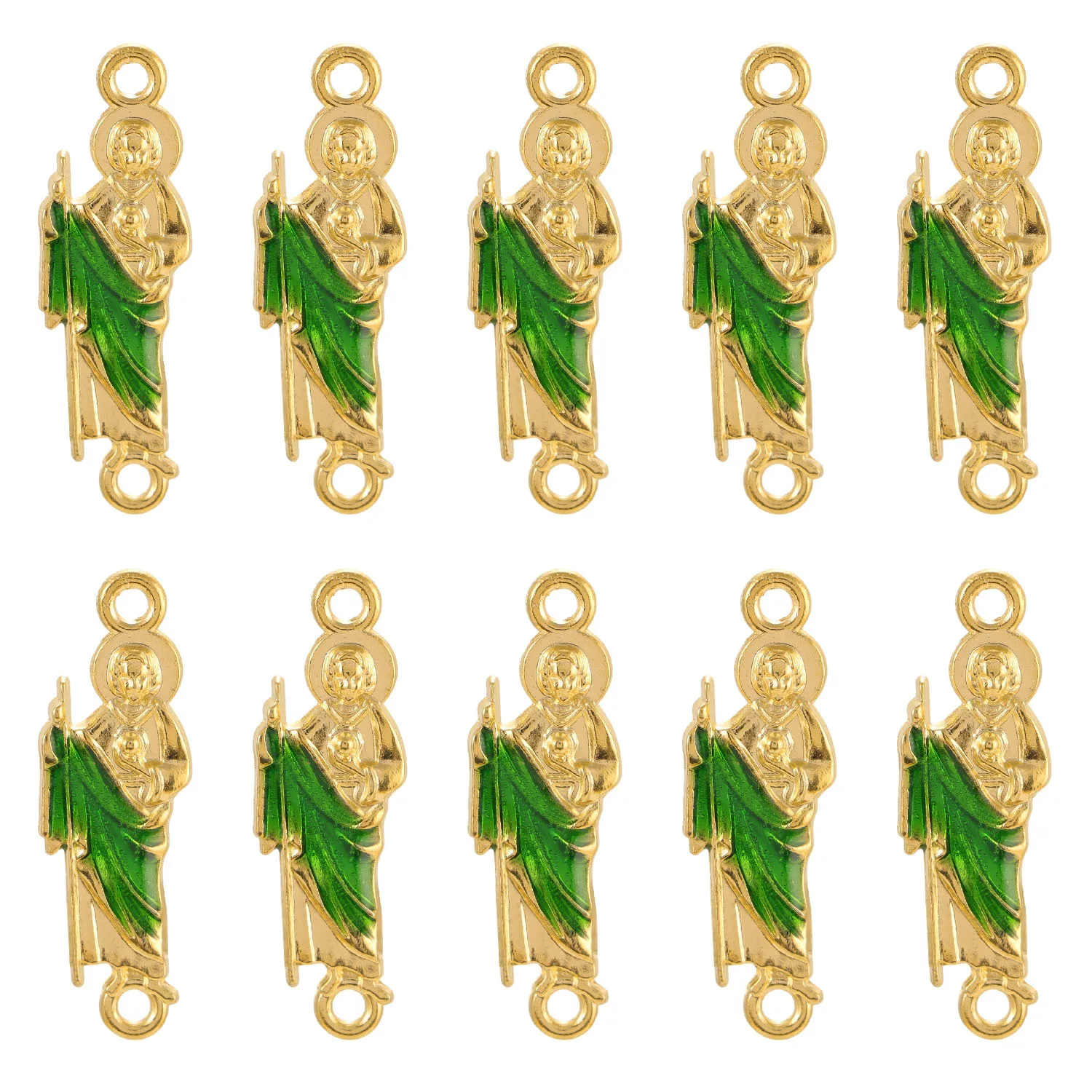 Metal Alloy Pendants for Jewelry Making, Enamelled Beads of the Miraculous Virgin, Mary, St. Judas, KC Gold Color, 5/10 Pieces