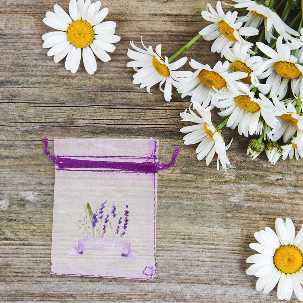 50 قطعة أكياس الرباط الأورجانزا الأرجواني أكياس شبكية للمجوهرات الحلوى الزفاف لصالح تخزين كيس فارغ ديكور الحفلات حقيبة الشاش