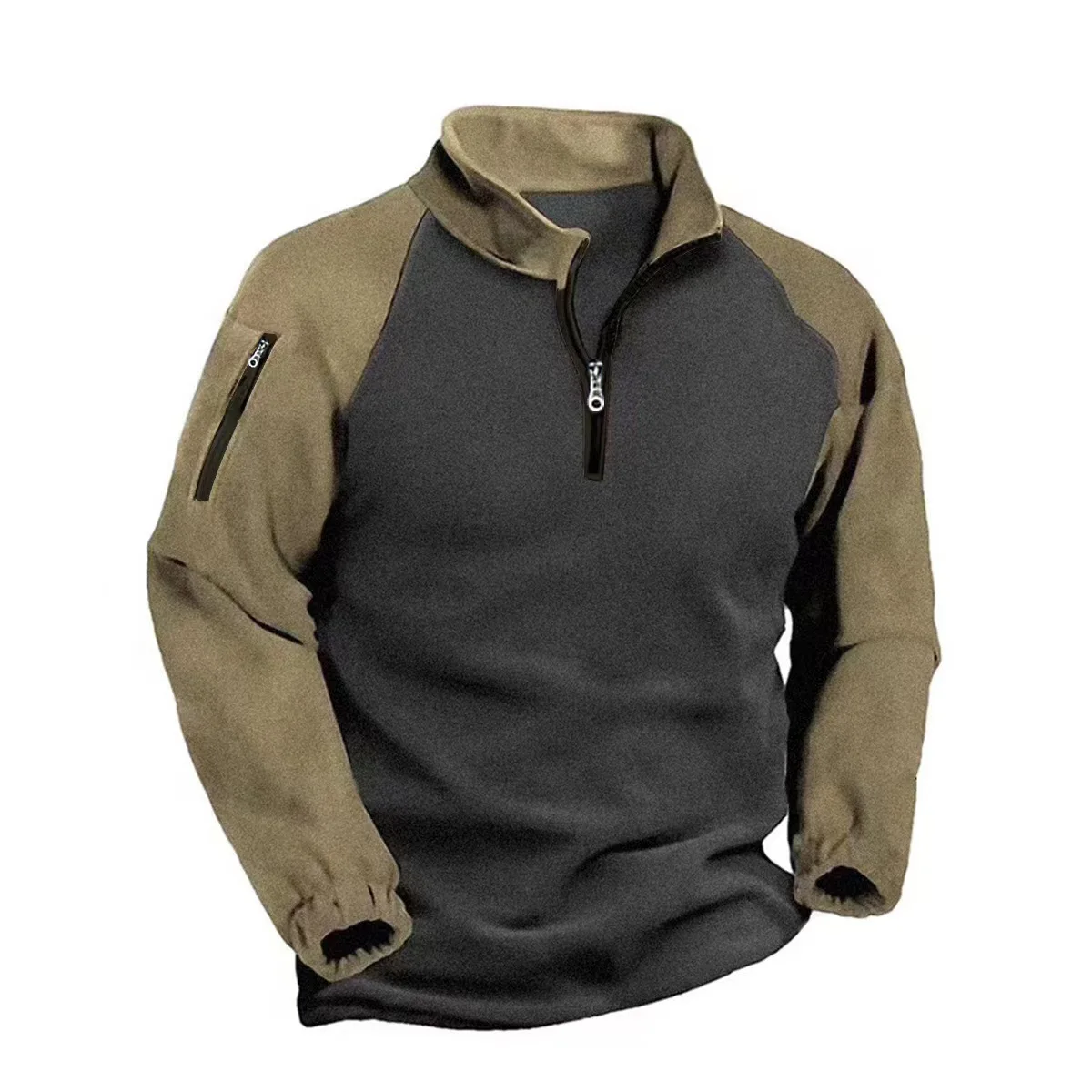 

New Half Zipper Tactical Jackets Men's Winter Warm Fleece Sweatshirts Outdoor Hunting Shooting Patchwork Pullover Coats Men