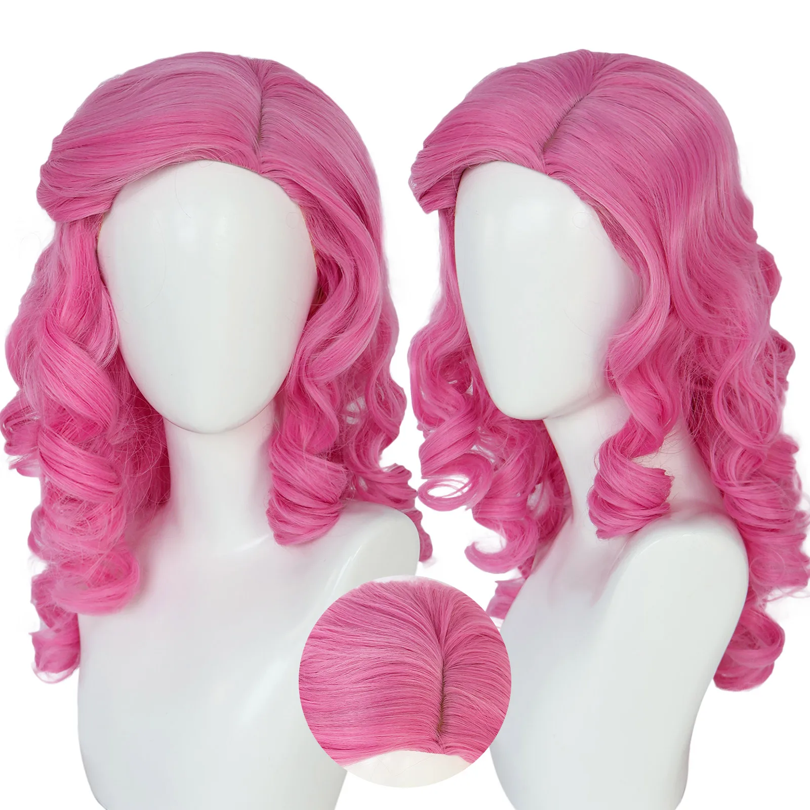 باروكة كوسبلاي صناعية قصيرة باللون الوردي، مناسبة للنساء كشعر مستعار لارتدائها