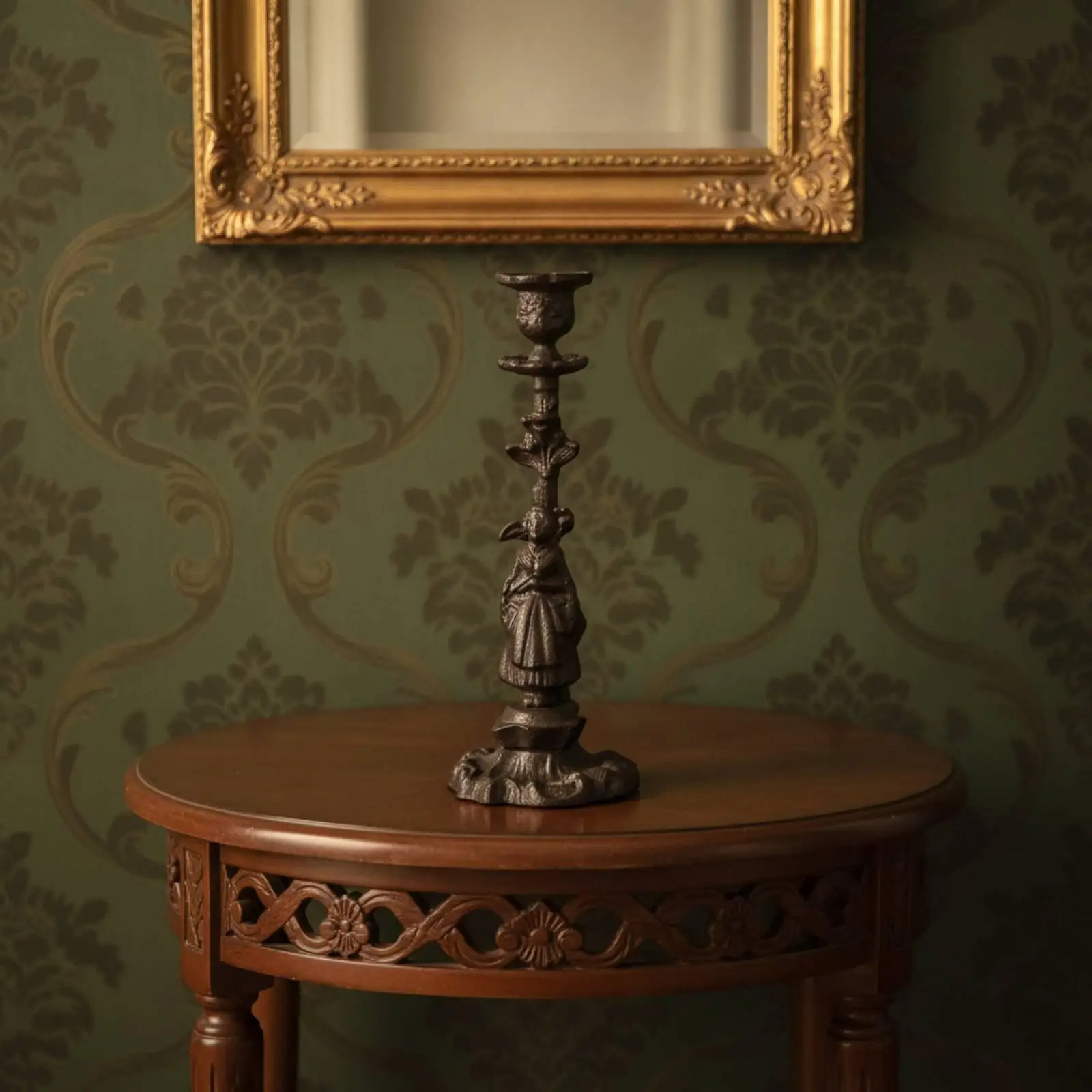 Tabletop Candle Holder Antique- Metal Candle Holder Vintage-Style Metal Candlestick for Dining Table, Mantel, Bookshelf
