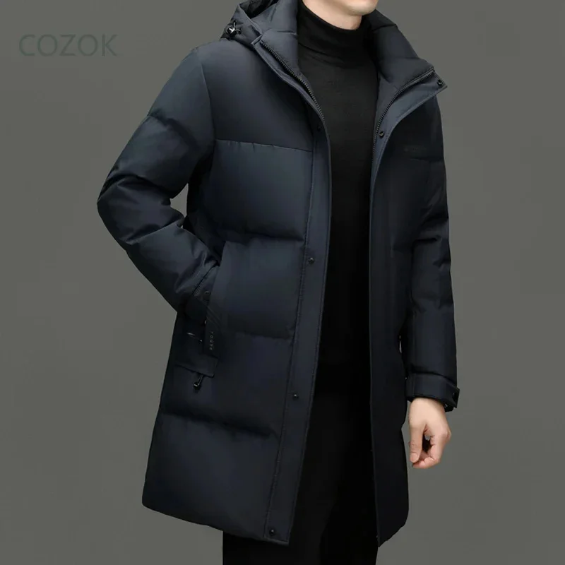 COZOK Long Down Jacket Man Duck Padding 2025 Male Winter Brand Padded Men's Cold Coat Clothing Casual Sack