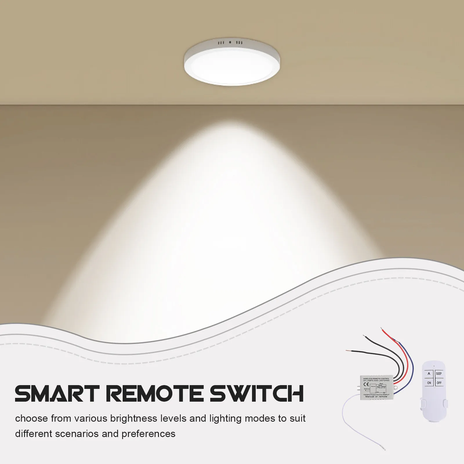 Wireless Smart Ceiling Light Fixture Digital Remote Control Switch Remote Light Switch Replacement for Home Office Modern Design - view 5