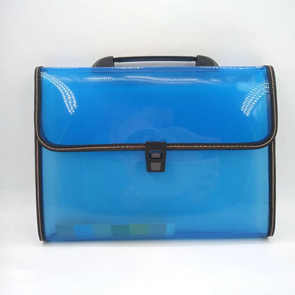 Letter Storage Folder Portable A4 File Organizer with 13 Pockets Buckle Closure Handle for School Supplies Exam Papers File