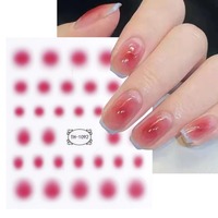 1pc Gradient Nail Sticker 3D Jelly Red Powder Blusher Slider Round Halo Dye Cute Ombre Nail Design Translucent Gel Polish
