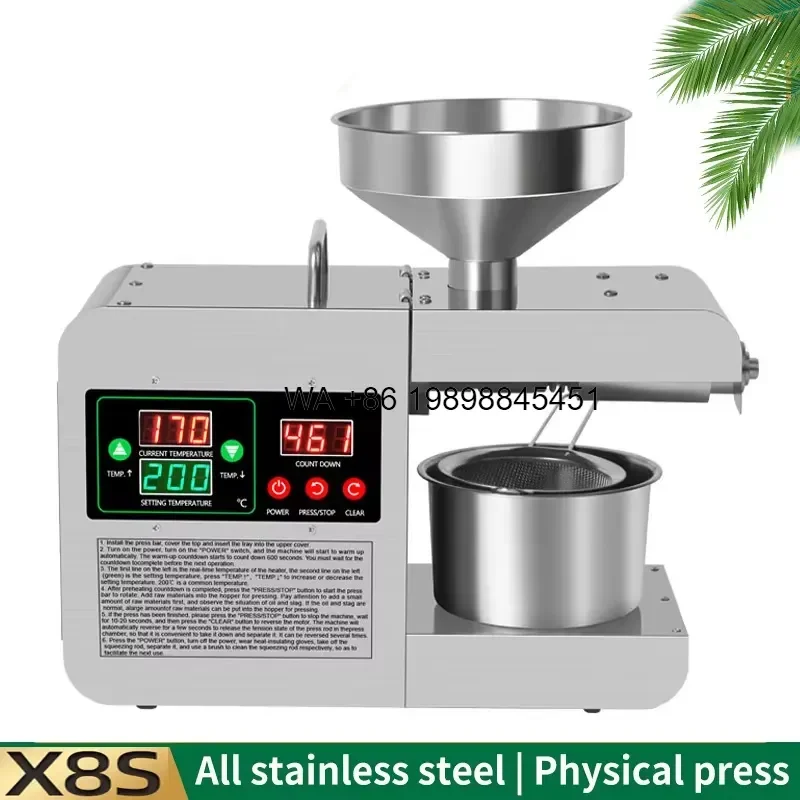 Wmwmnu for Home Use Automatic Processing Mini Oil Press Commercial Multifunctional Sunflower Olive Coconut Palm Oil