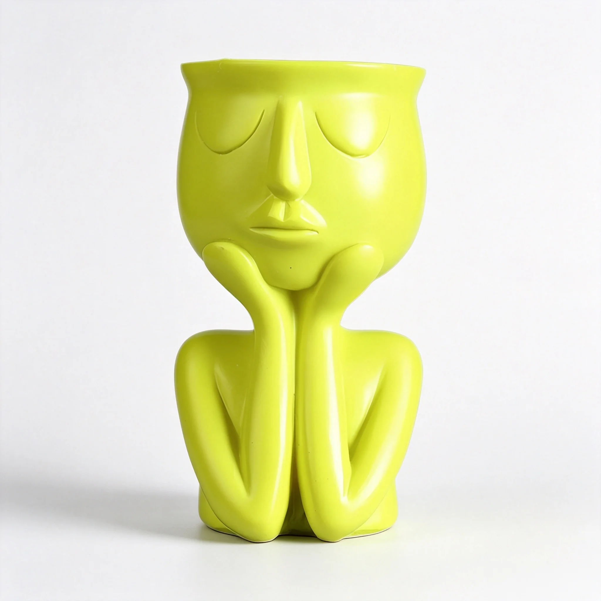 Abstract Human Face Resin Flower Vase Thinker Figure Succulent Planter Modern Home Desktop Decor Ornament Dry Flower Pot