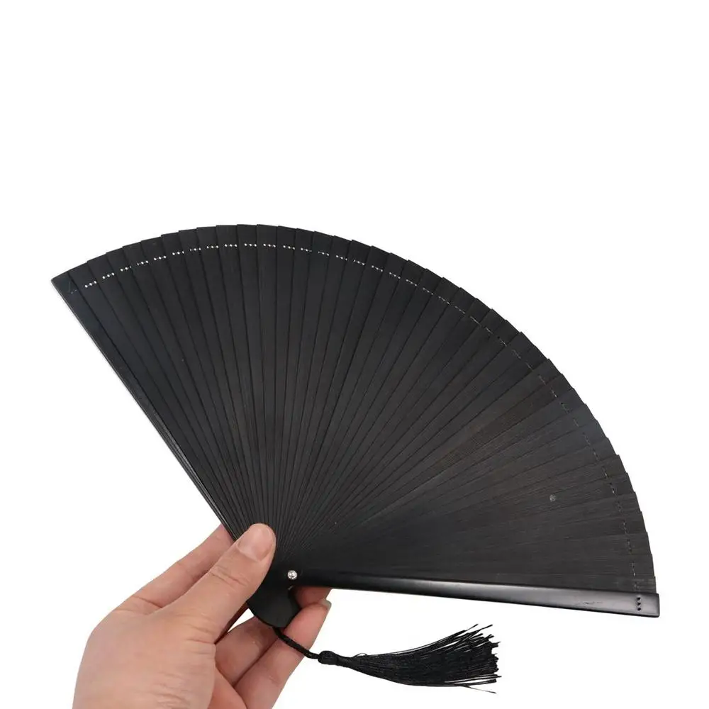 

Small Black Folding Portable Dance Props Compact Ornament Dance Fan Bamboo Fan Kimono Fan