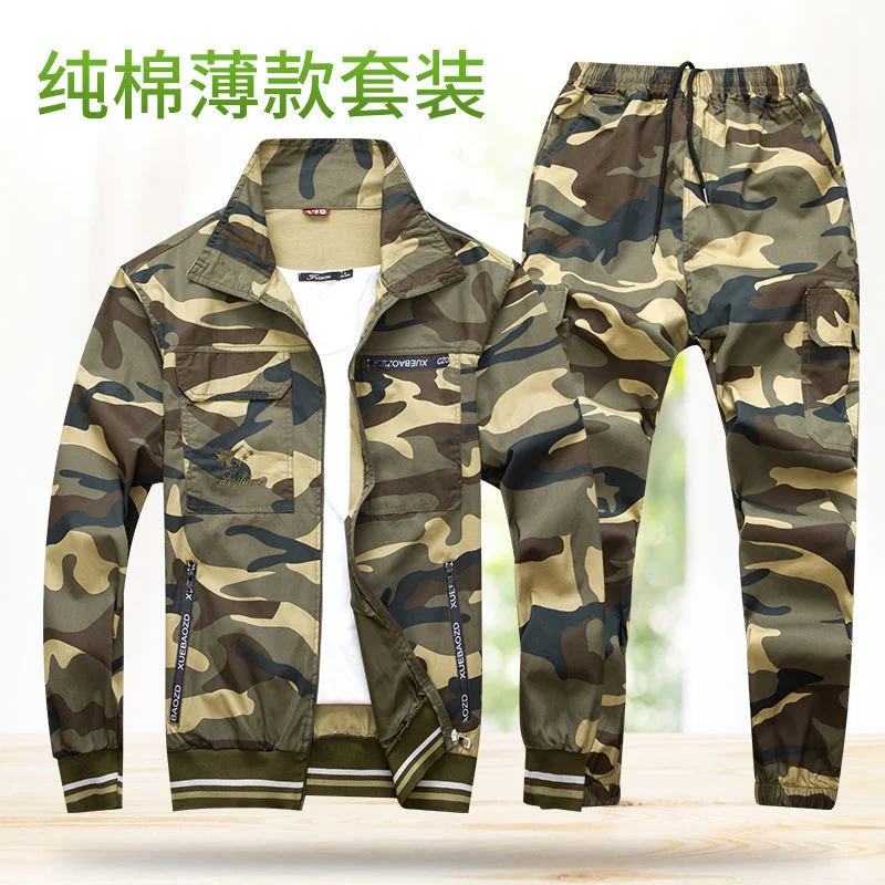 Autumn Spring And Thin Men 's And Women 's Cotton Camouflage Overalls Suit Welding Wear-Resistant Anti-Scald Two - Piece Suit