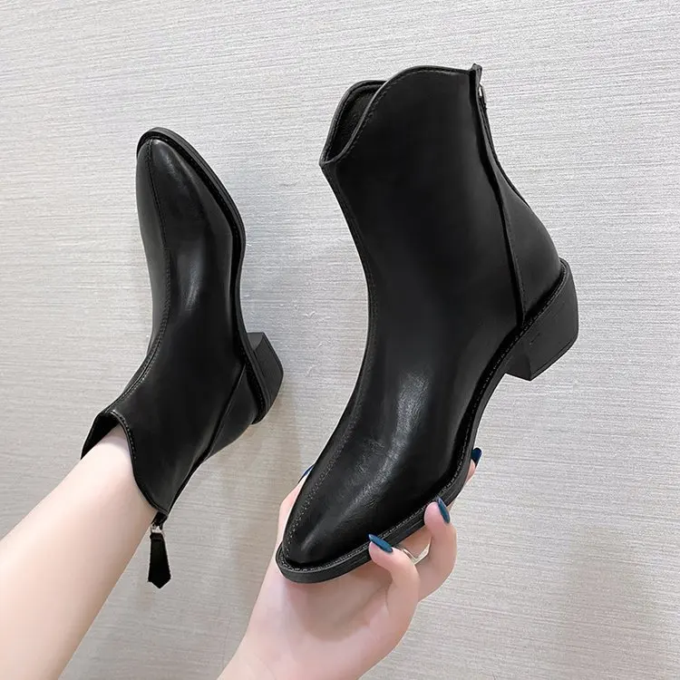 Women's Rubber Boots Zipper Pointe Shoes Winter Footwear Boots-Women Luxury Designer Rain Rock Pointy 2024 Ladies Med Ankle