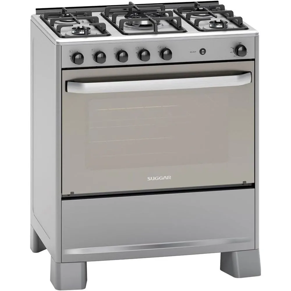 Fogão Suggar 5 Bocas Mesa de Inox Prata FGISL510PRIX Bivolt