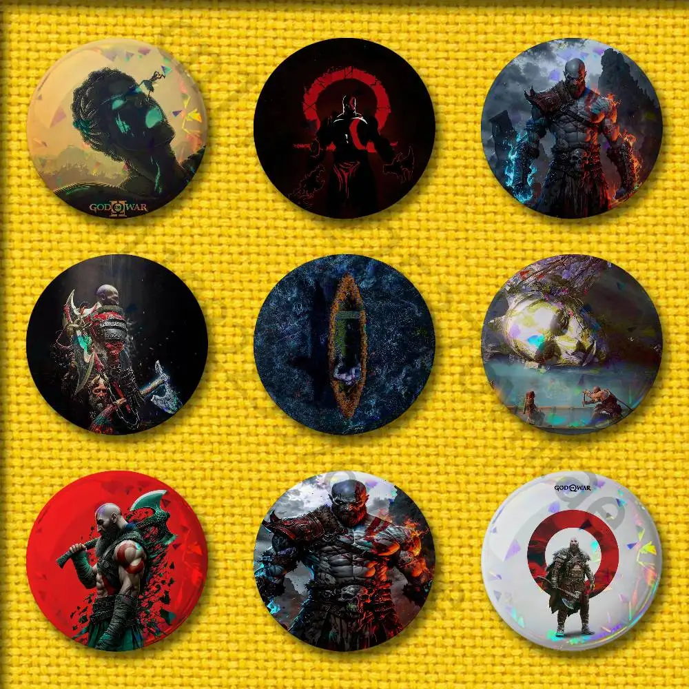 

Game G-God of W-War Kratos Badges 75mm 25mm 44mm 32mm 58mm Round Pin Brooch Souvenir Clothes Cosplay Gift Accessories