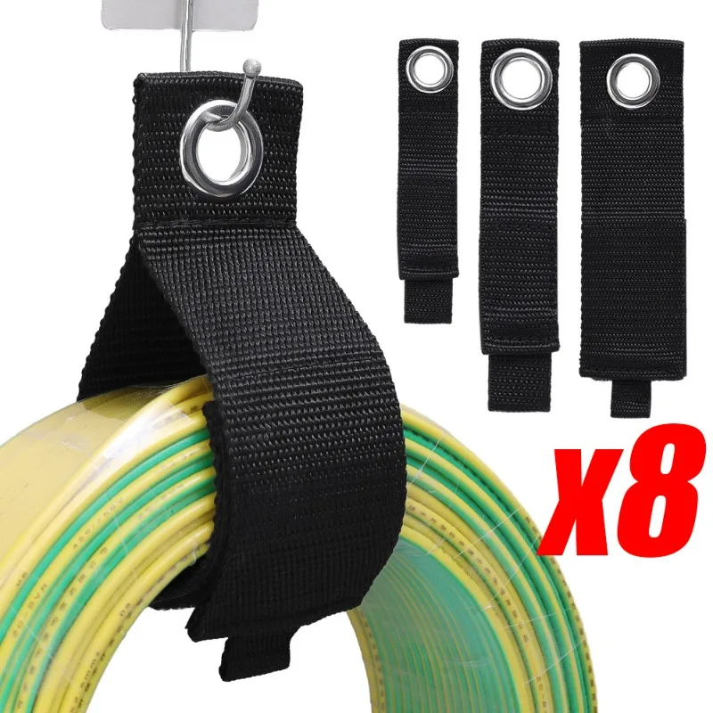 4/8PCS Hook Loop Fastener Straps Magic Tape Cable Ties Reusable Self-Adhesive Strap Hangable Organize Ties Nylon Adhesive Tapes