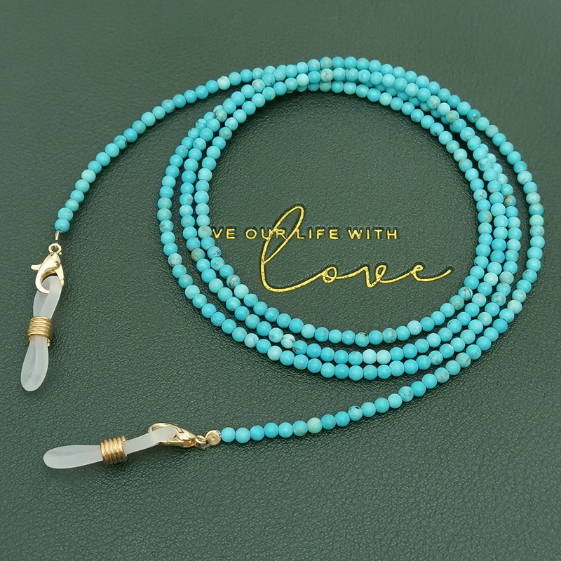 Lii Ji Blue Eyeglasses Chain Amazonite Turquoise Beaded Outside Sunglasses Accessory Necklace Mask Hanging Rope
