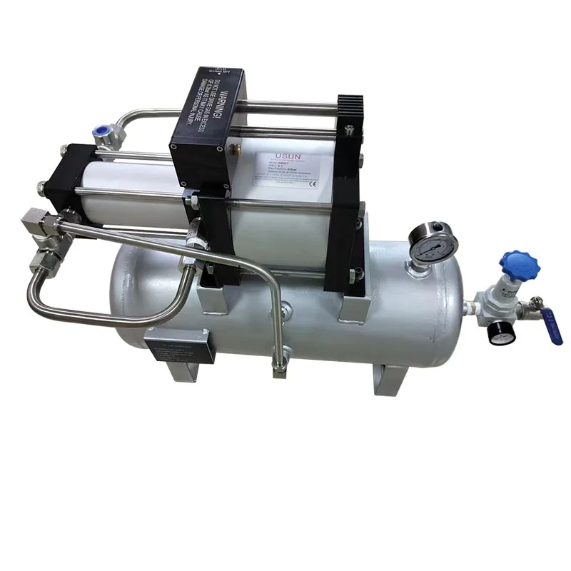 

USUN Model: AB05T-20L 5:1 20-40 bar Complete pneumatic booster pump with 20-liter tank and pressure regulator