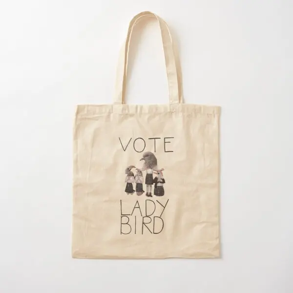 Vote Lady Bird Cotton  Canvas Bag Grocery Fabric Foldable Shopper Travel Fashion Tote Reusable Printed Unisex Casual Ladies