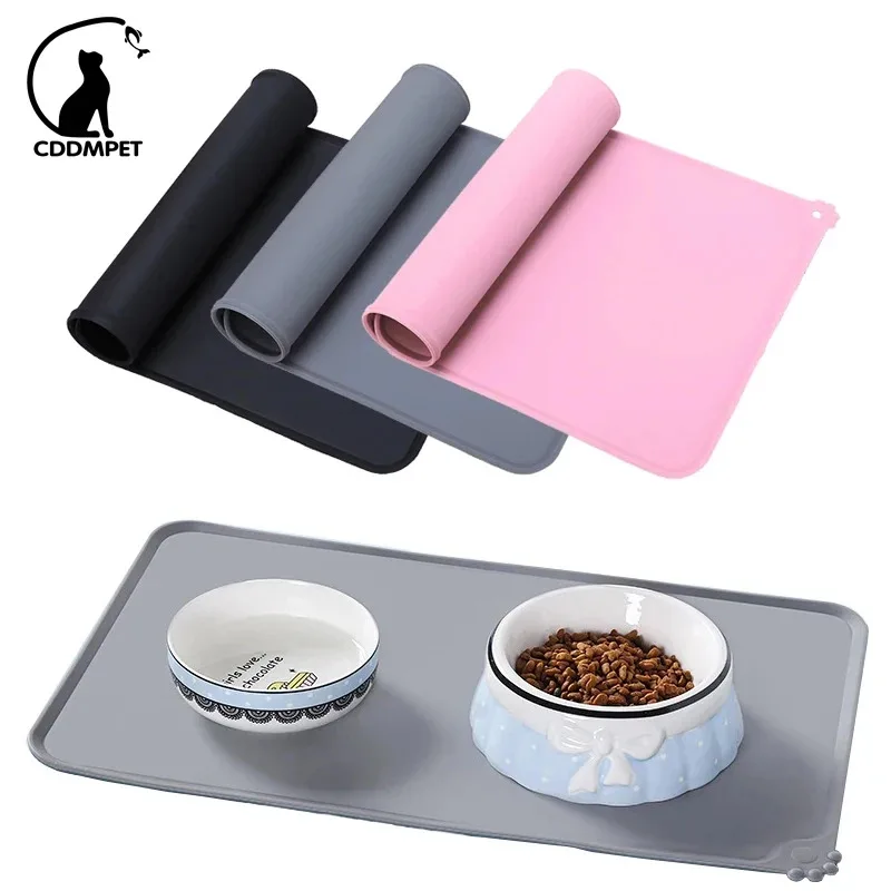 

Dog Cat Silicone Feeding Mat - Waterproof Non-Slip High-Lipped Pet Bowl Mat, Food Water Spill Proof Pad for Floors