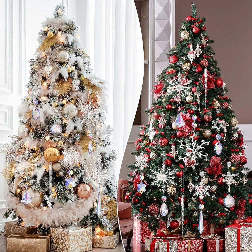 

10Pcs Crystal Snowflake Hanging Pendant Christmas Tree Ornament Window Decoration Sun Catcher Garden Household Crystal