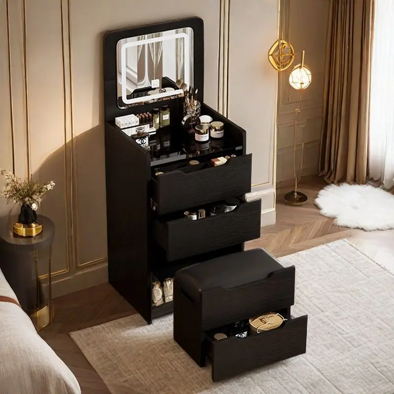 

bedroom dresser bedside flip cover with lamp makeup table multi-functional rental room small apartment storage cabinet