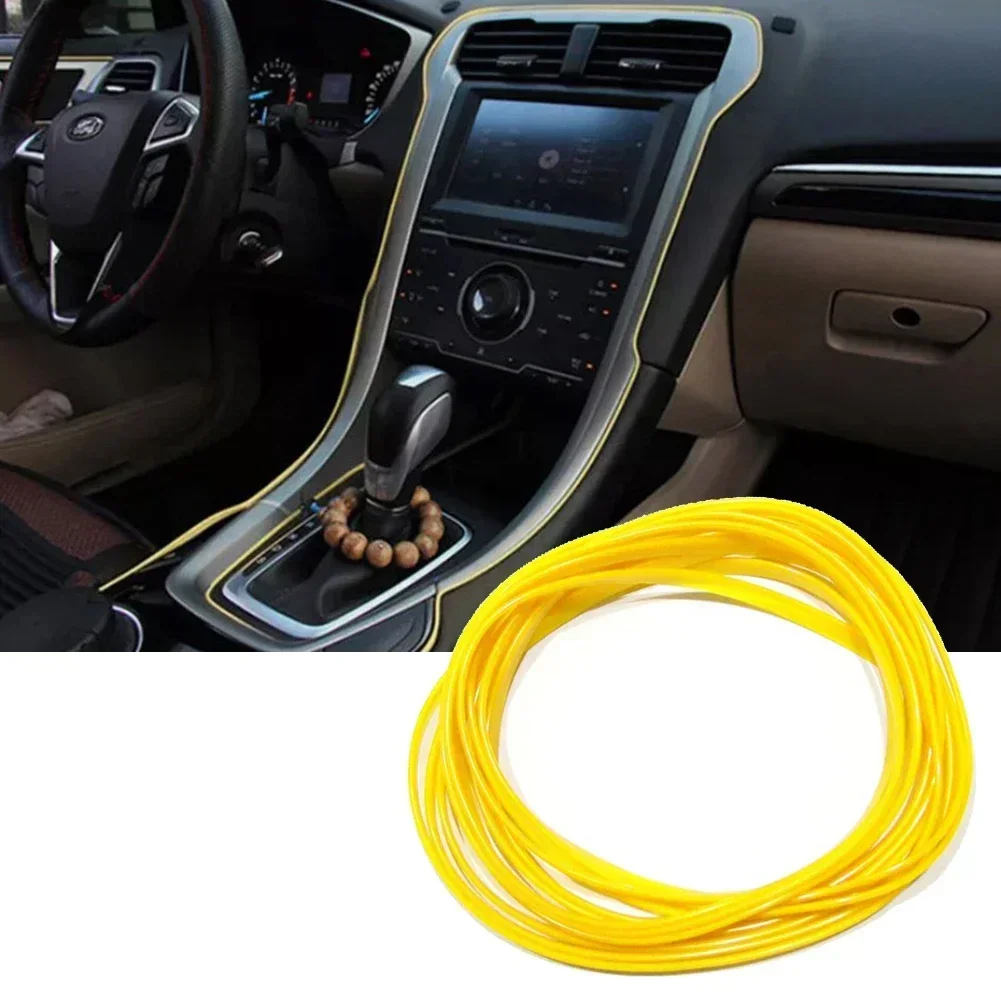 Car Molding Line Interior Decor Stickers Clear And Dynamic Outline Trim D Strips Yellow Flexible High Universality Fitment