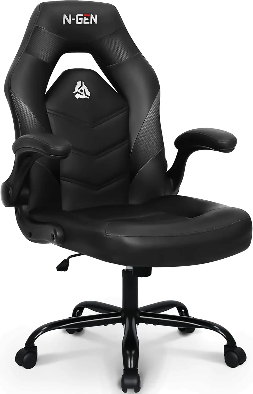

Video Gaming Chair Ergonomic Computer Desk Office Chair Lumbar Support Adjustable Height Swivel Wheels Flip-Up Arms PU Leather