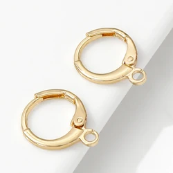 14K Gold Plated Brass France Lever Earring Hooks Wire Settings Base Round Open Earrings Clasps For DIY Jewelry Making Findings
