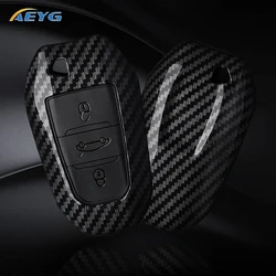 ABS Carbon Fiber Car Key Case Cover For Peugeot 308 408 508 2008 3008 4008 5008 For Citroen C4 C6 C3-XR key chain Accessories
