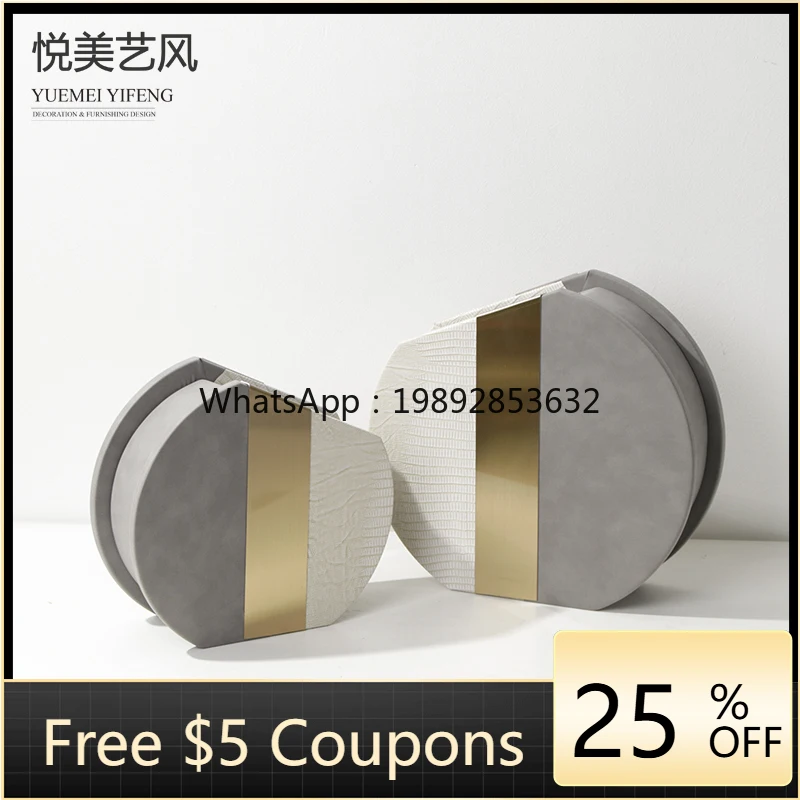 

LYY Modern Light Luxury Minimalist Metal Leather Flower Vase Ornament for Hotel Living Room Entrance TV Cabinet Vase Decoration