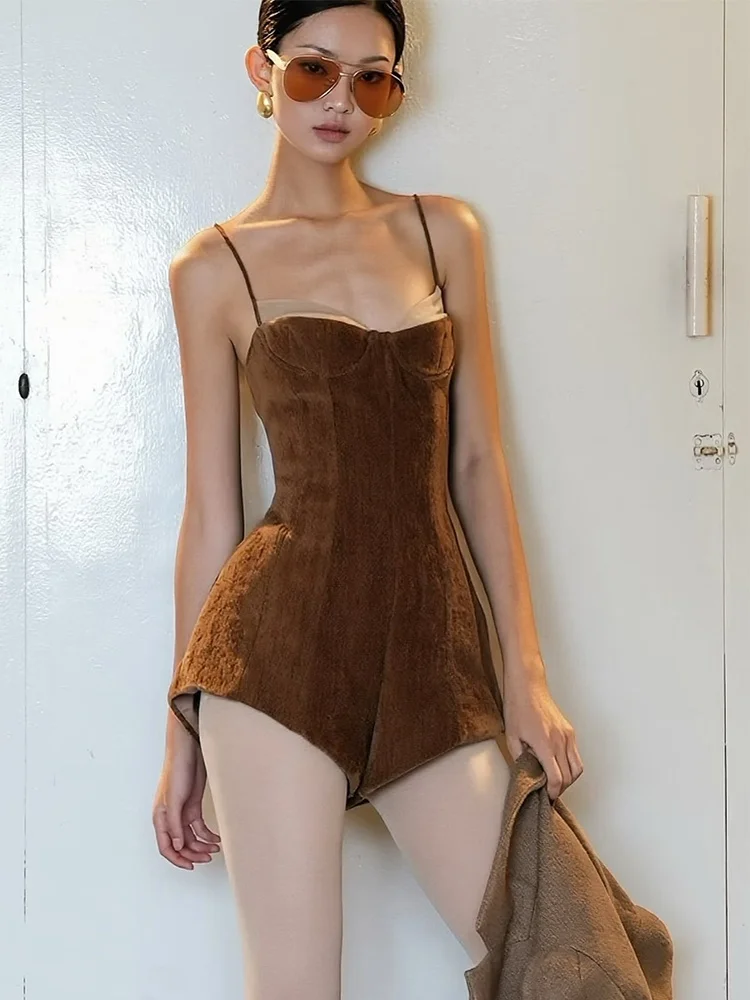 

Sweet And Spicy Velvet Color Blo ter Onesie Women's High Waist Slimming Suit Commute Sle ort Pants High Quali