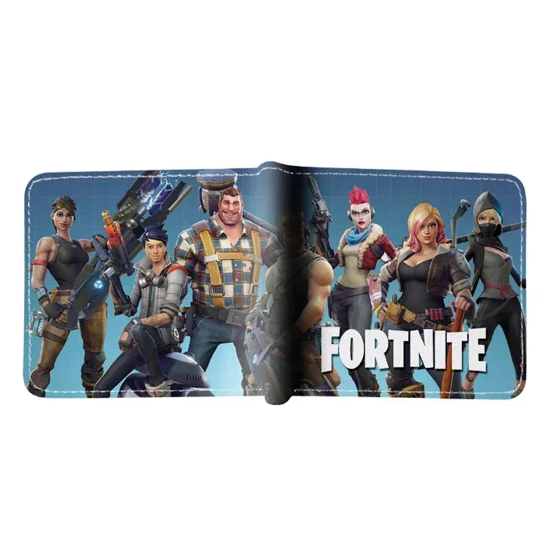 Fortnite PU Wallet Short Bifold Coin Bag Leather Photo Card Holder Student Wallets Boys Girls Cartoon Print Purses