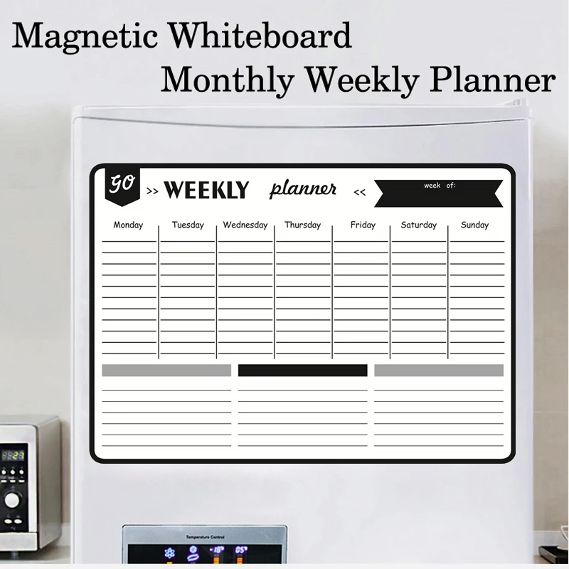 A3 Size Magnetic Monthly Weekly Planner Dry Erase Whiteboard Calendar Table Blackboard Fridge Sticker Message Board Menu